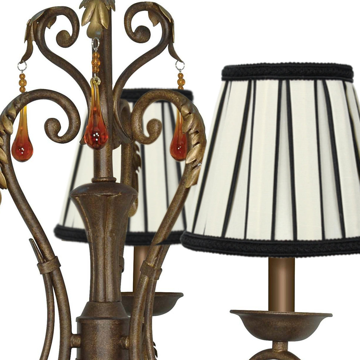 5"W x 5"H Eggshell with Black Chandelier Clip-On Lampshade
