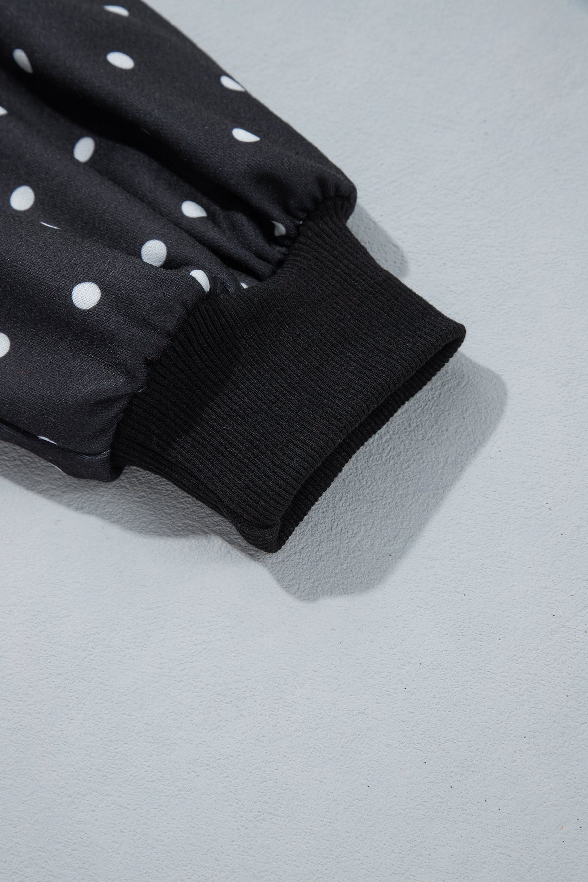 Red Polka Dot Print Metal Button Collar Casual Pullover Sweatshirt