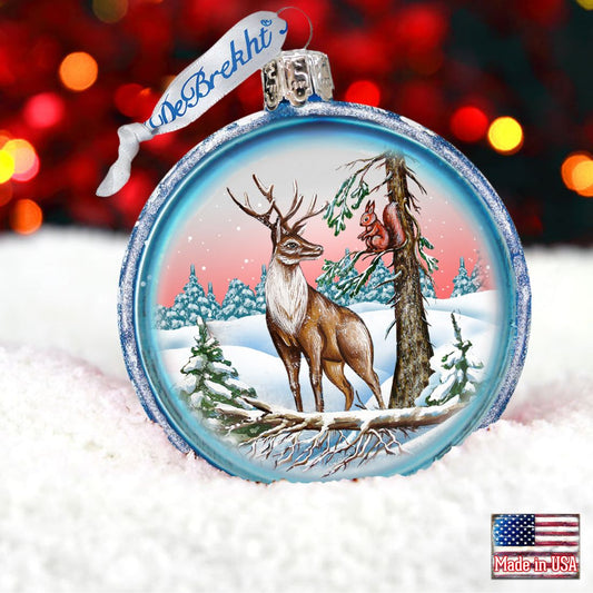 Reindeer Glass Ornament by G. DeBrekht - Wildlife Holiday Decor - 73421