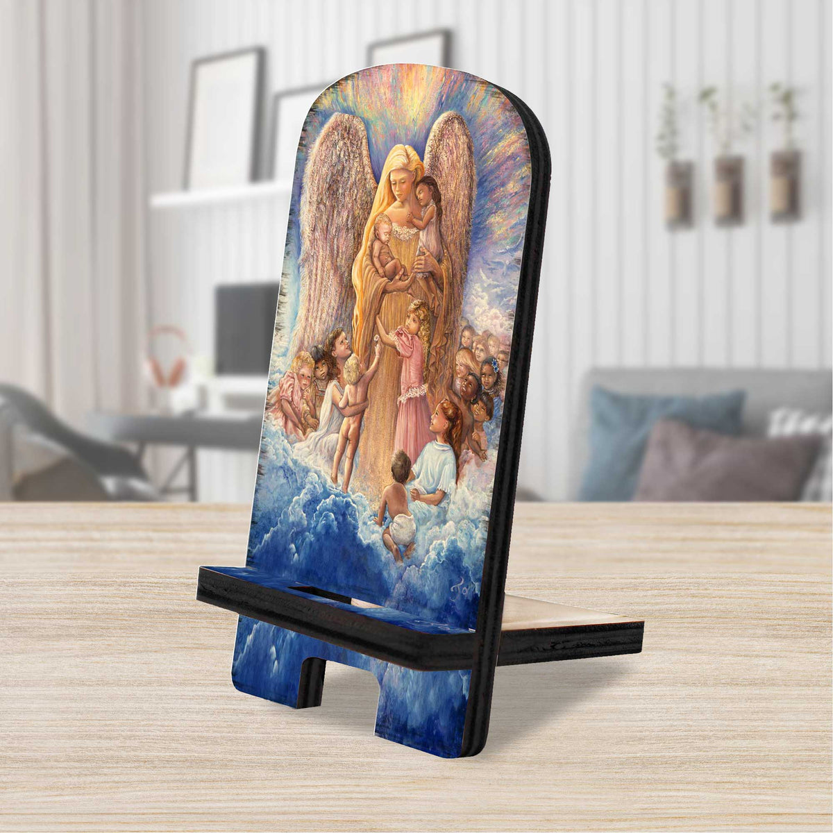 Blessing Mother Cell Phone Stand Inspirational Decor Wood Mobile Tablet Holder Charging Station Organizer by Josephine Wall - 892083-JW
