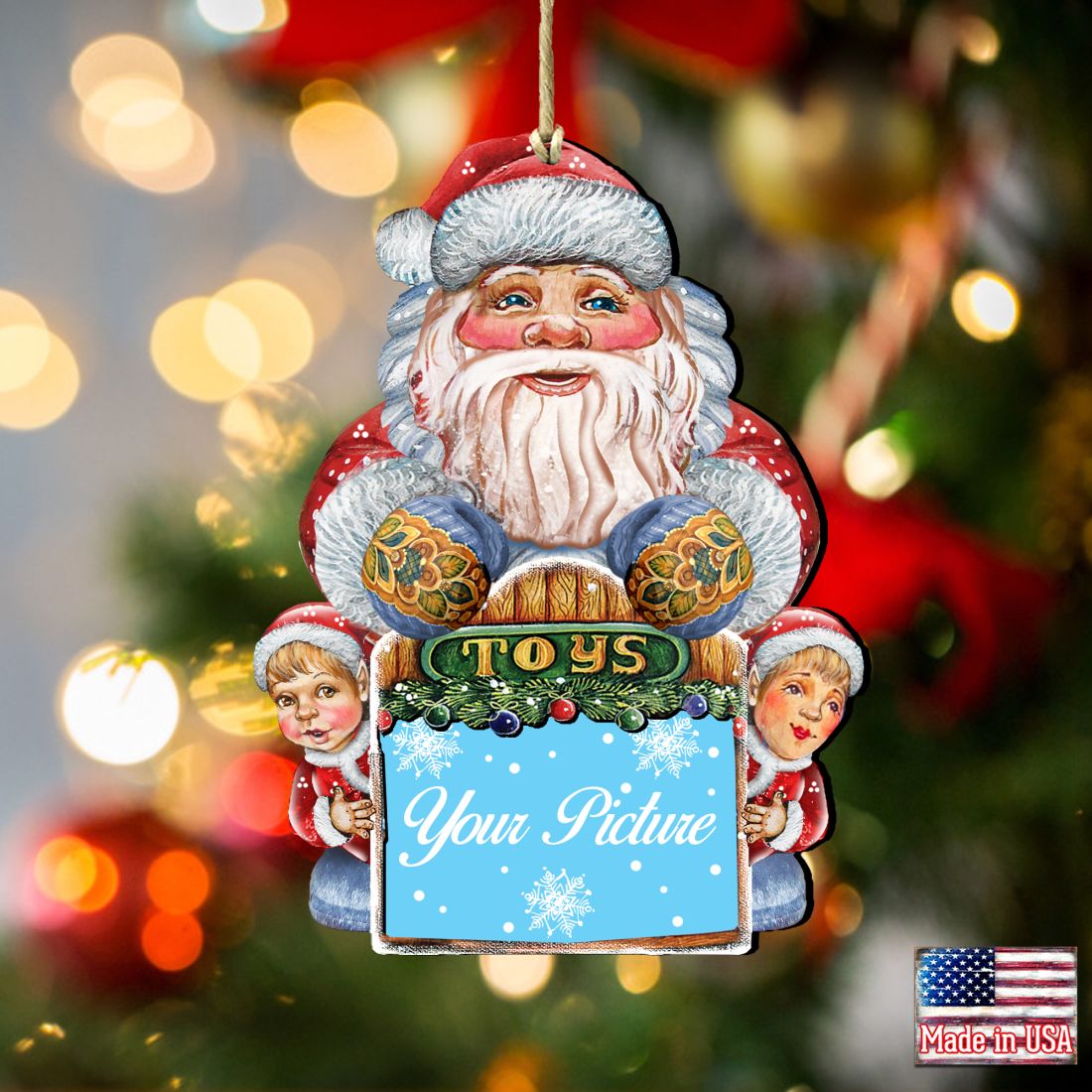 Santa Christmas Picture Frame Ornaments - Ornament for Photo - Christmas Santa Snowman Decor - 8119172PF