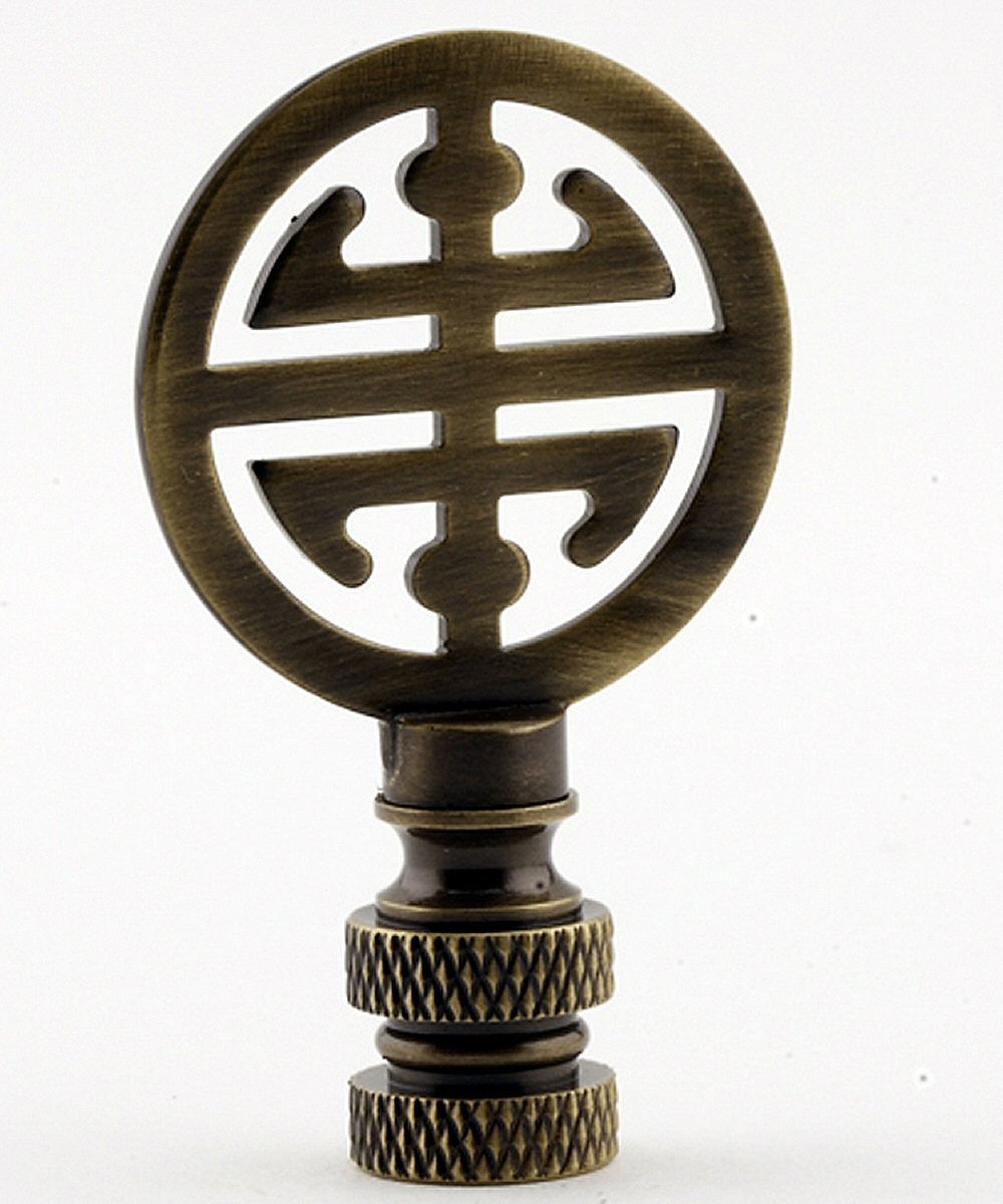 Classic 4 Blessings Asian Lamp Finial Antique Brass Metal 2.25"h