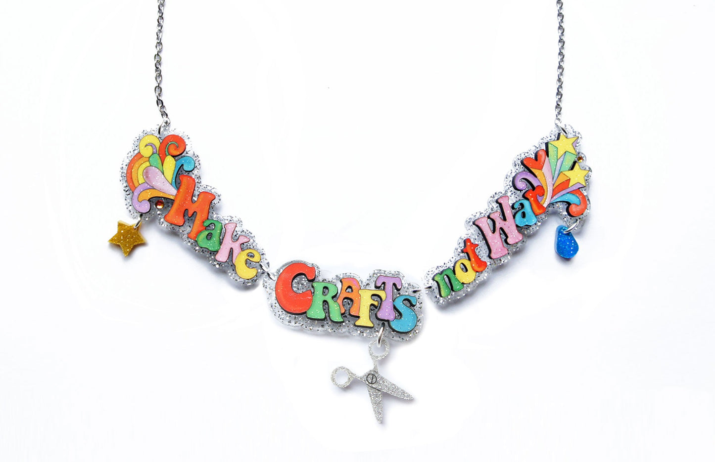 Make Cakes Not War Necklace by Laliblue – Retro Statement Necklace Vintage Inspired