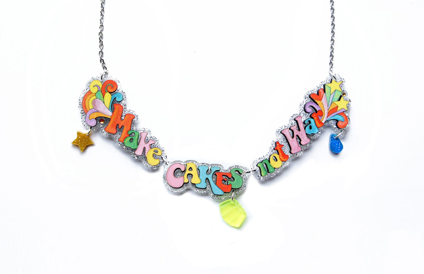 Make Coffee Not War Necklace by Laliblue – Retro Statement Necklace Vintage Inspired