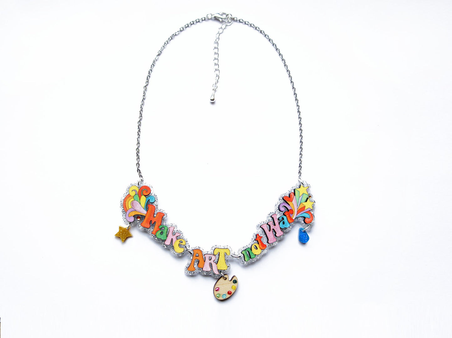 Make Coffee Not War Necklace by Laliblue – Retro Statement Necklace Vintage Inspired