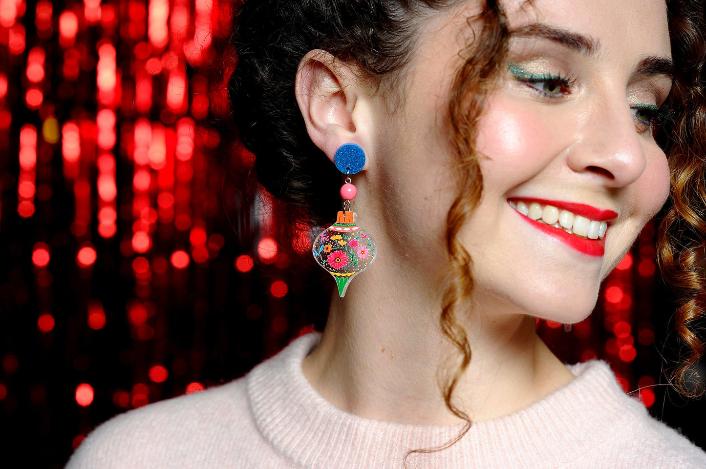Floral Christmas Ball Earrings by Laliblue – Retro Statement Jewelry Laliblue