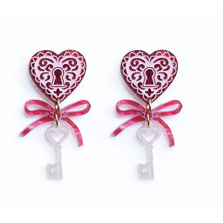 Heart with Key Earrings by Laliblue – Retro Statement Jewelry Laliblue