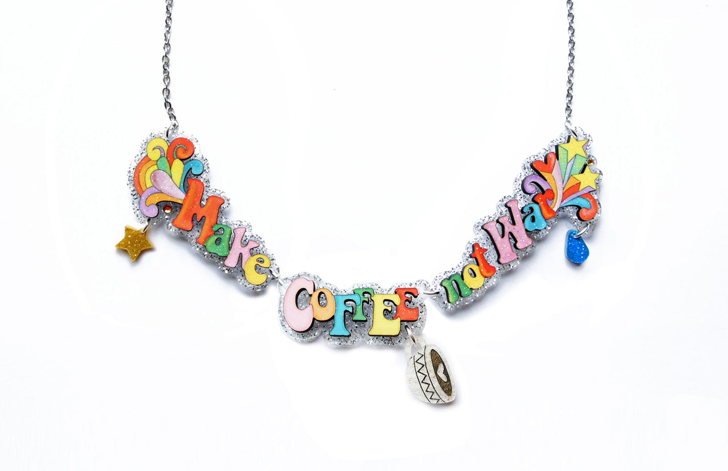 Make Crafts Not War Necklace by Laliblue – Retro Statement Necklace Vintage Inspired