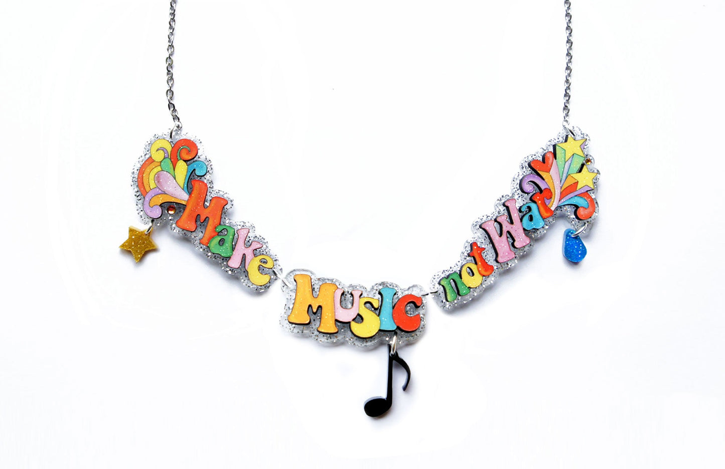 Make Coffee Not War Necklace by Laliblue – Retro Statement Necklace Vintage Inspired