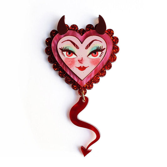 Devil Heart Brooch by Laliblue – Retro Kitschy Statement Brooch for Collectors