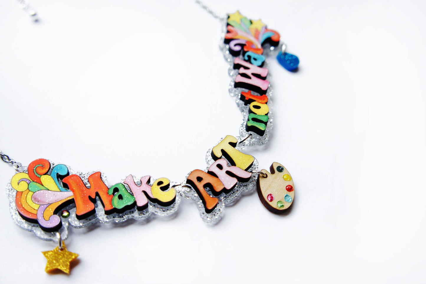 Make Music Not War Necklace by Laliblue – Retro Statement Necklace Vintage Inspired