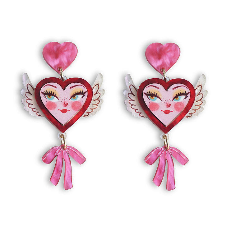 Heart with Wings Earrings by Laliblue – Retro Statement Jewelry Laliblue