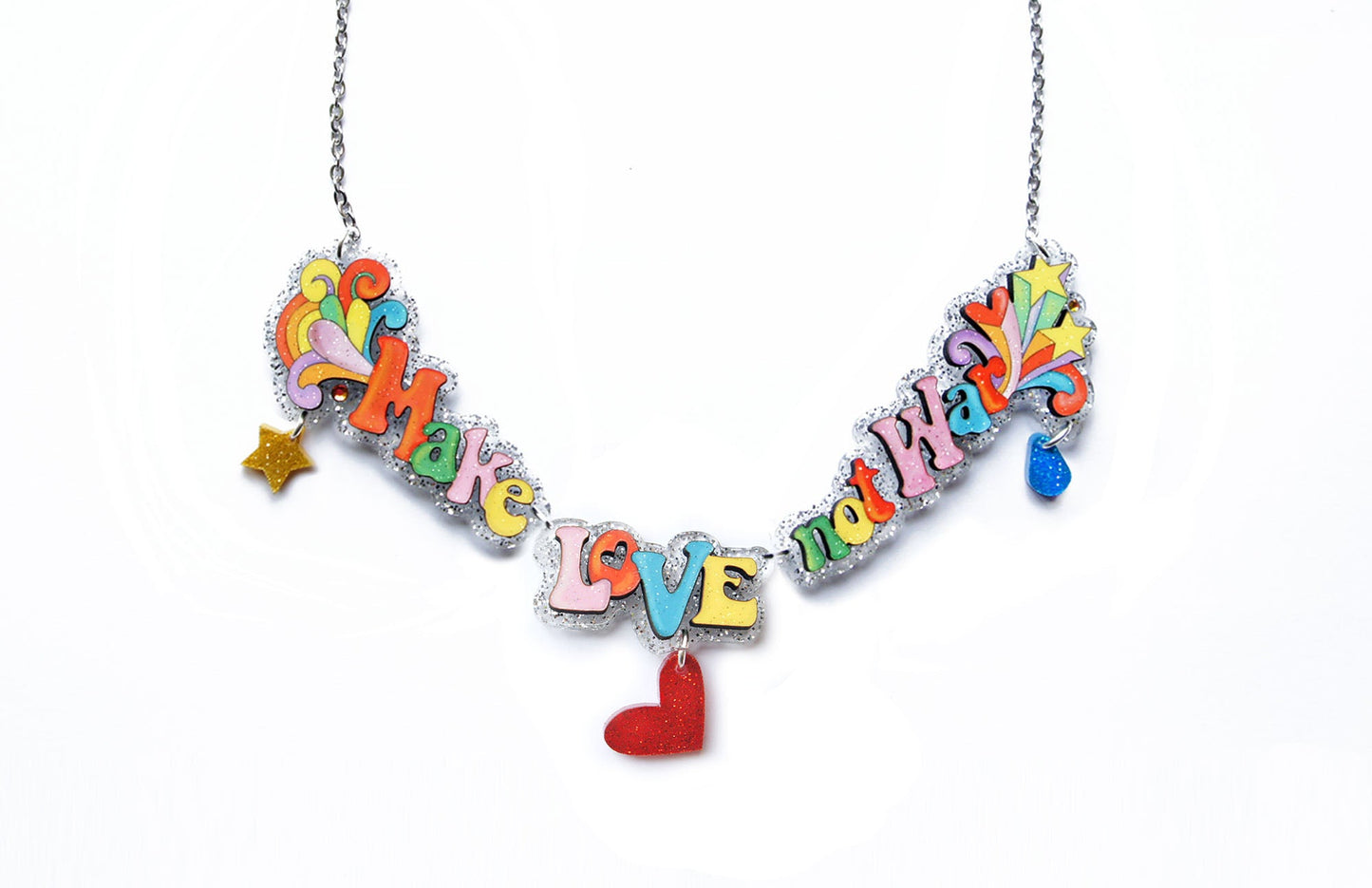 Make Coffee Not War Necklace by Laliblue – Retro Statement Necklace Vintage Inspired