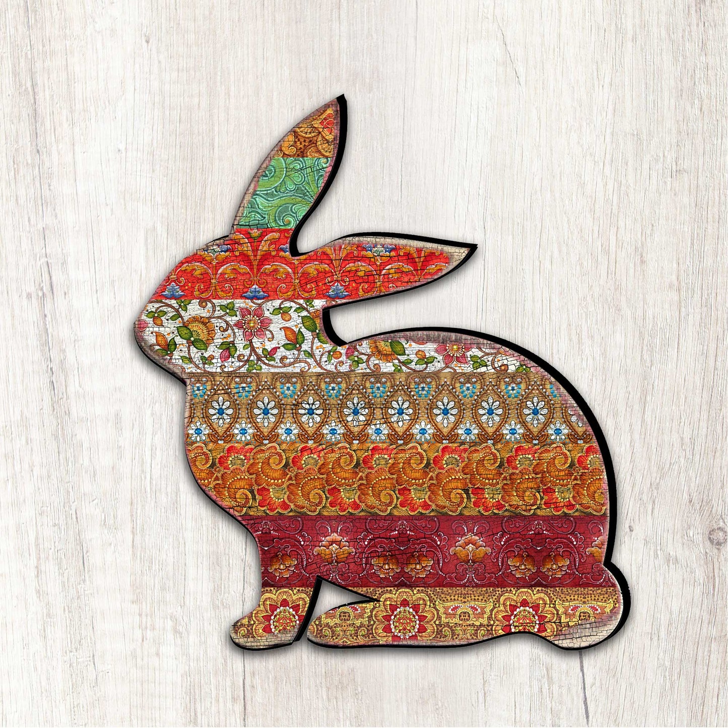 Easter Quilted Bunny Wooden Door Hanger, Wall Decor, Decorative Door Sign, Wall Art by G. DeBrekht Pets 8198134H