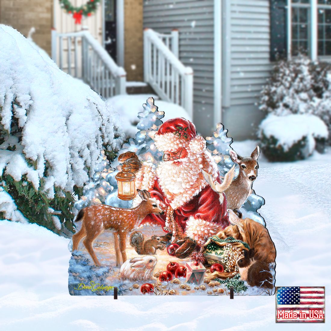 Abundance of Joy Christmas Outdoor Scene by D Gelsinger featuring Santa and Snowman - Christmas Decor 8461044F-0104