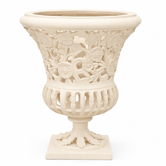 a white vase with a white background