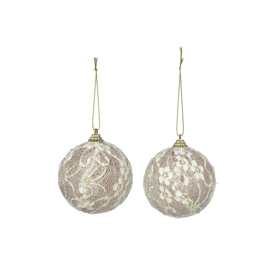 8CM BALL WITH LACE FLOWER ACCENTS (2 PCS)