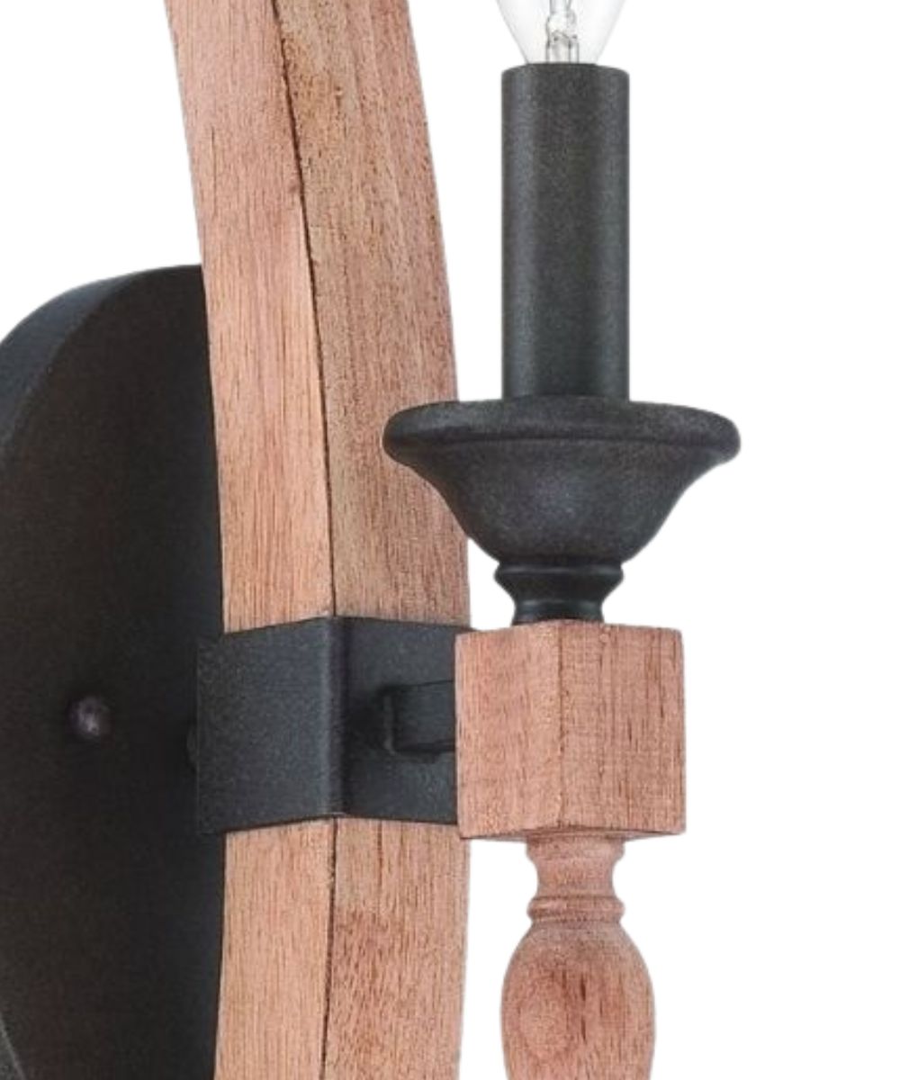 Glenwood 5"W 1-Light Aged Bronze and Distressed Oak Finish Wall Sconce Light Fixture