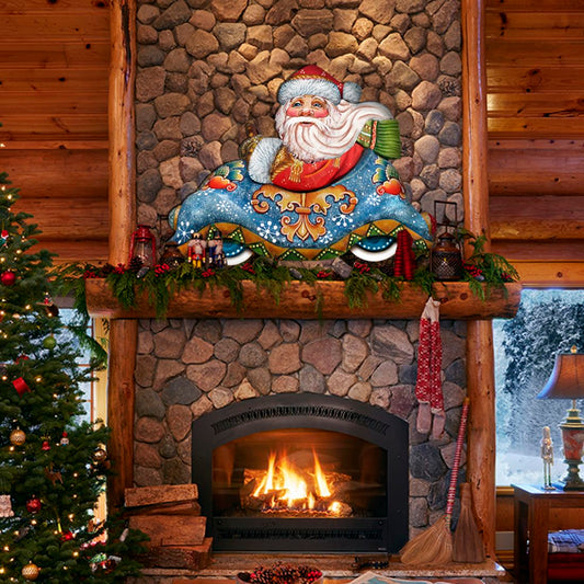 Santa In the Car Christmas Door Decor by G. DeBrekht - Christmas Santa Snowman Decor - 8112045H