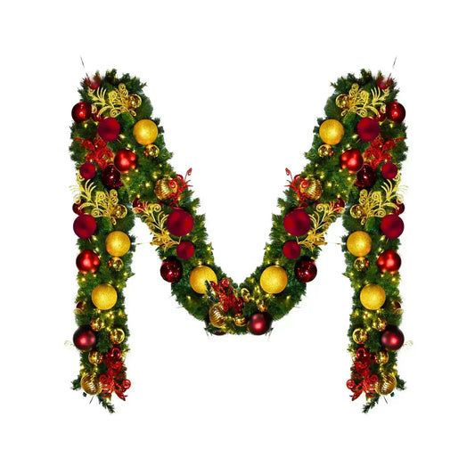 9'x14" Pre-Decorated Garland with Warm White Lights Red/Gold/Burgundy