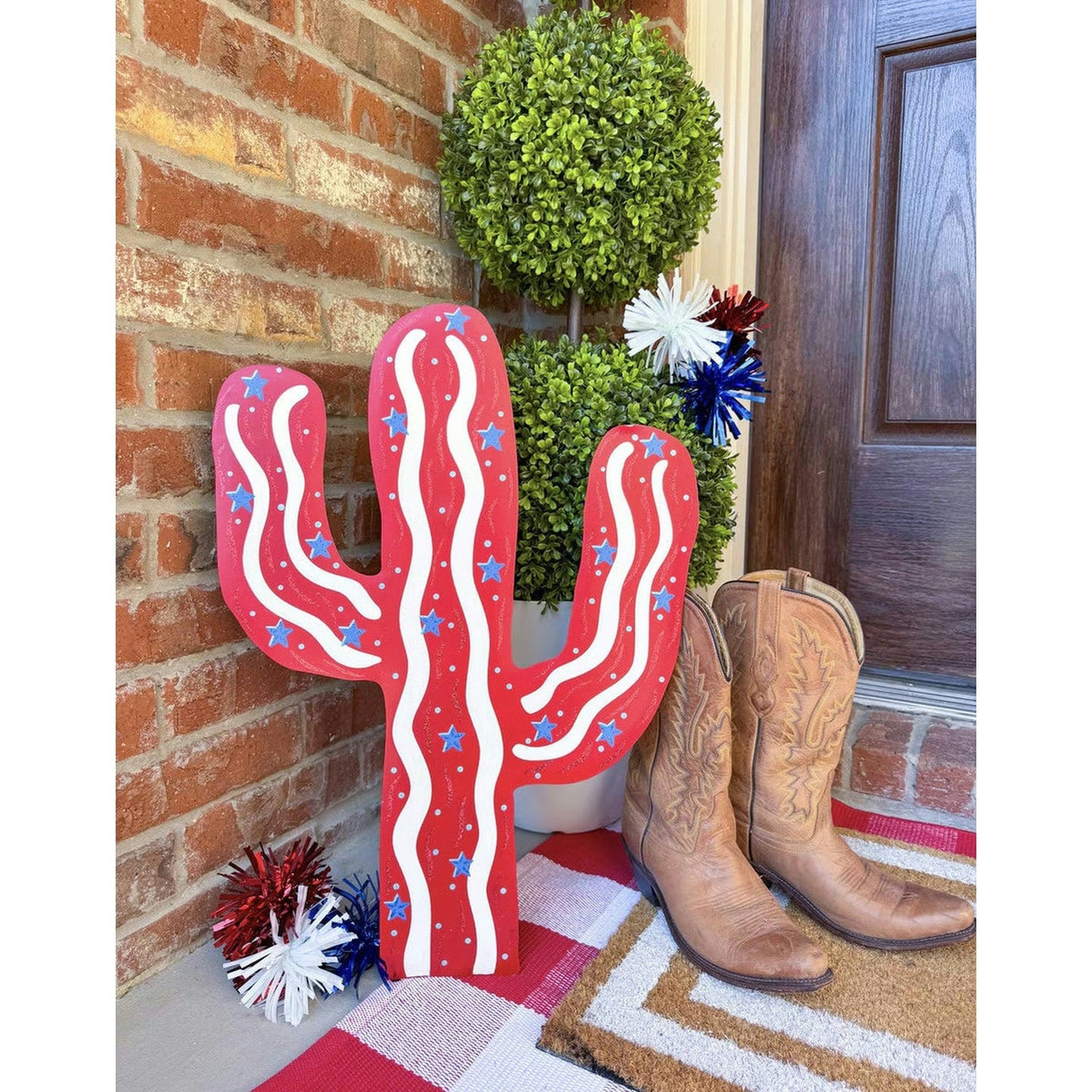 Red White and Blue Patriotic Cactus