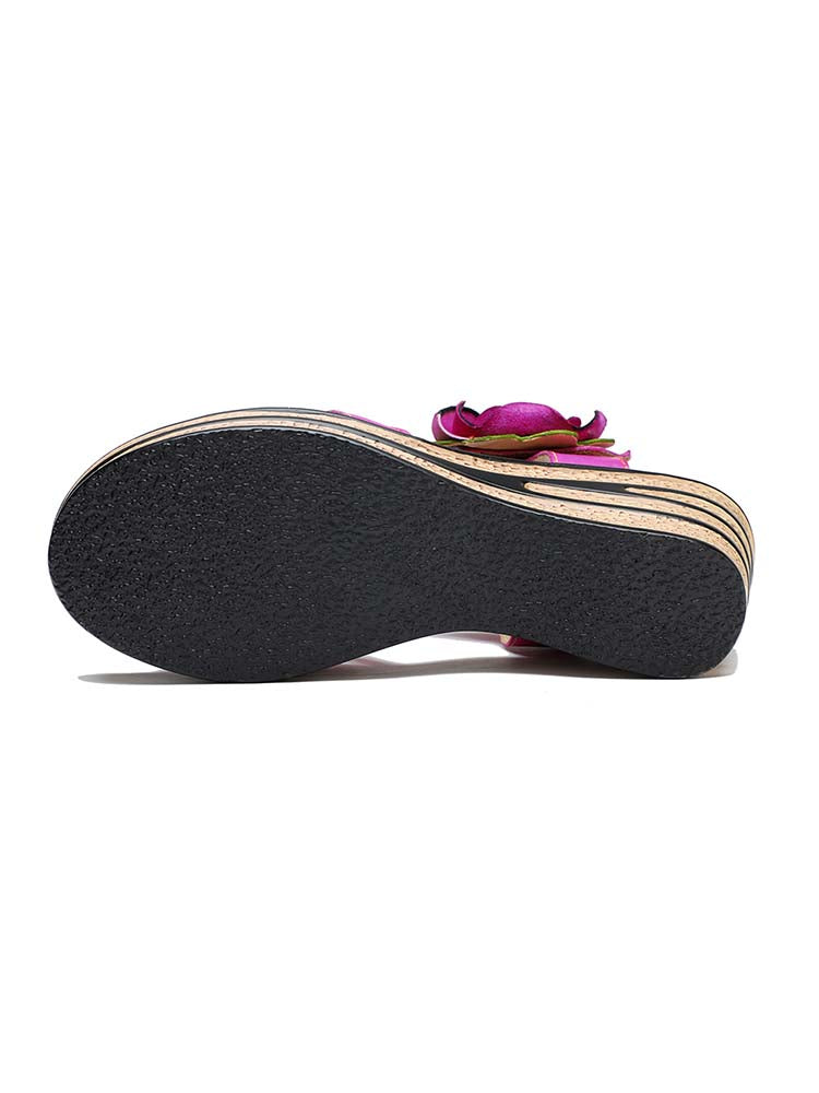 Gorgeous Handmade Rose Wedge Sandals