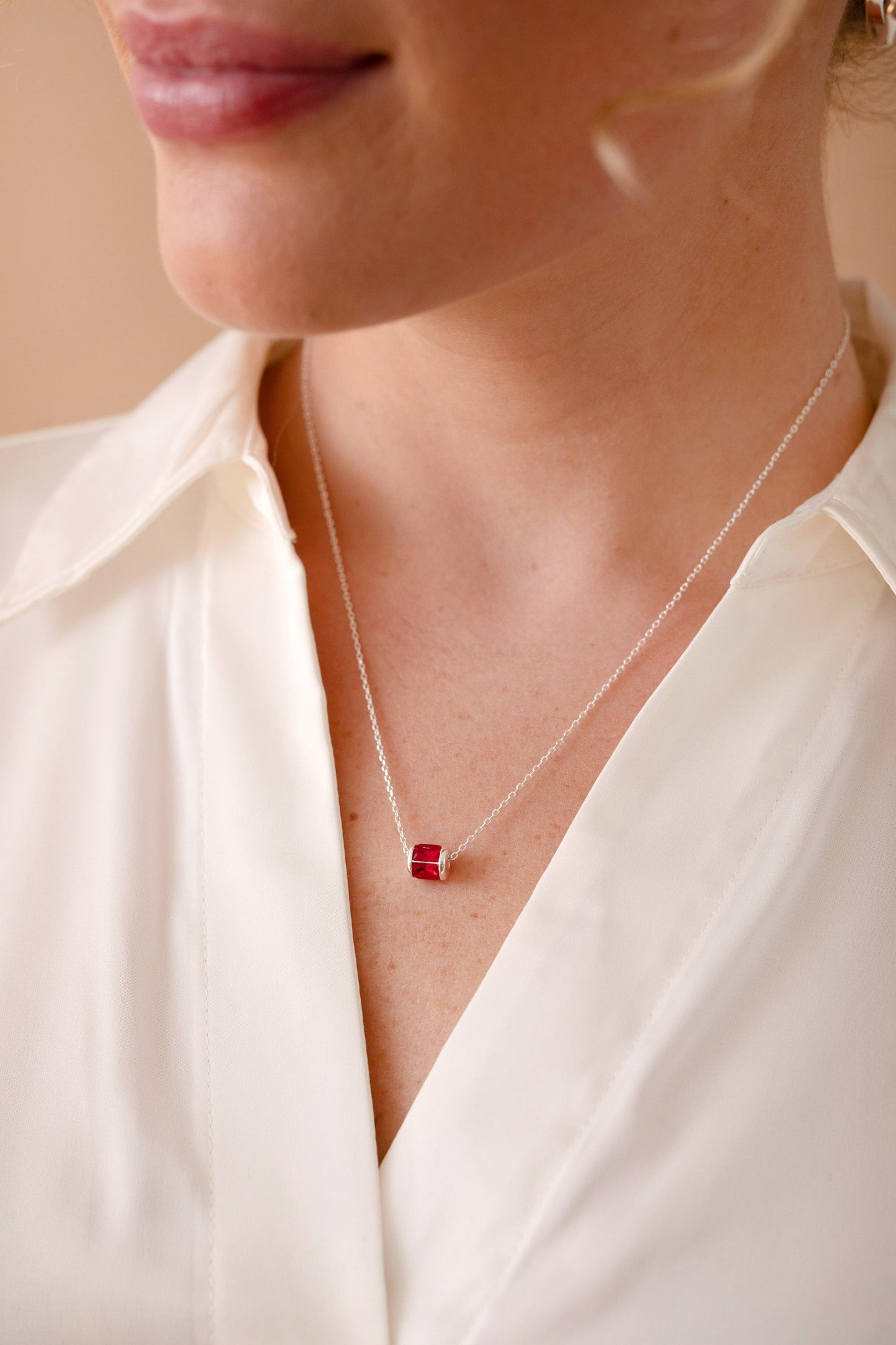 July Birthstone Precious Pendant Necklace