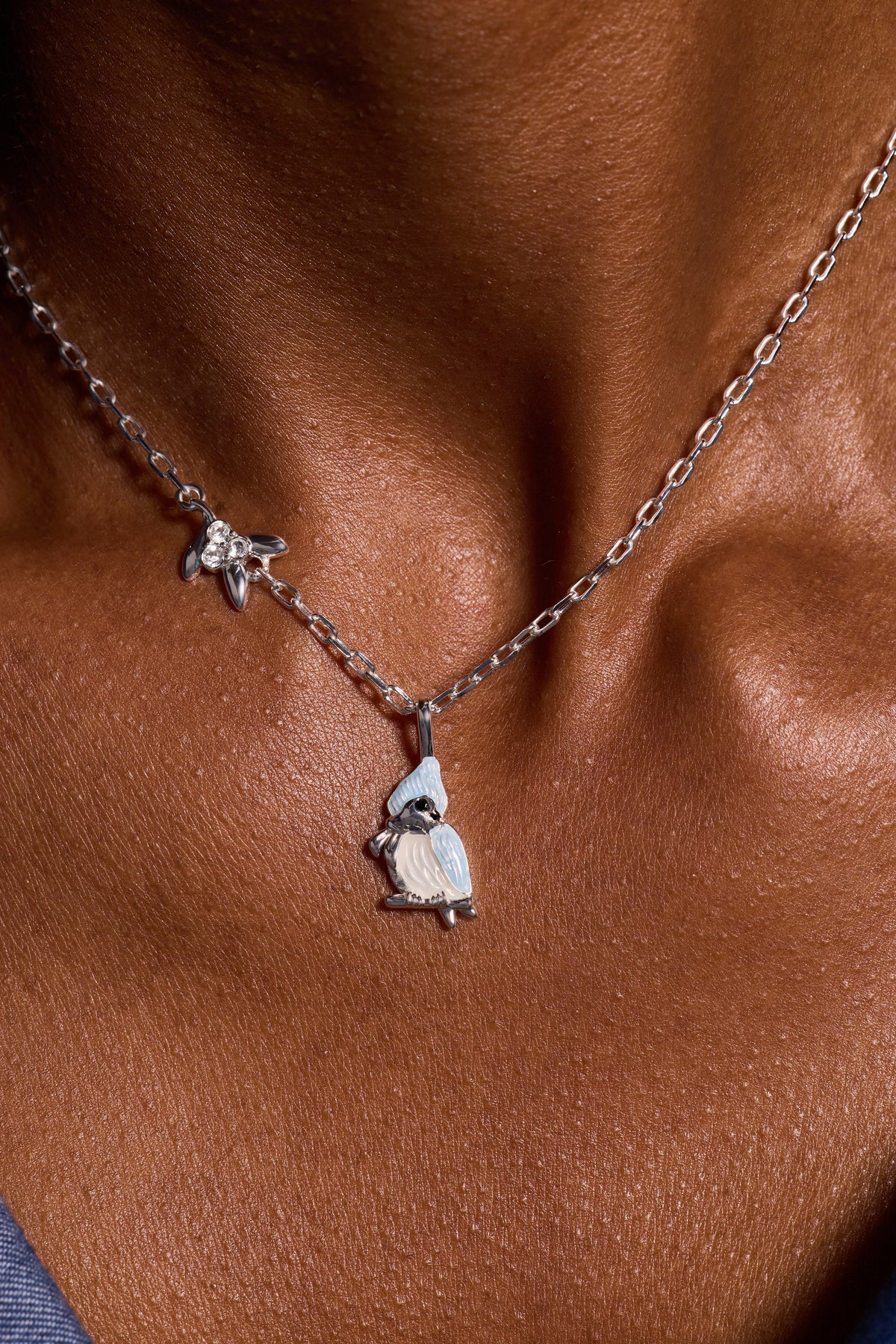 a necklace on a person's neck