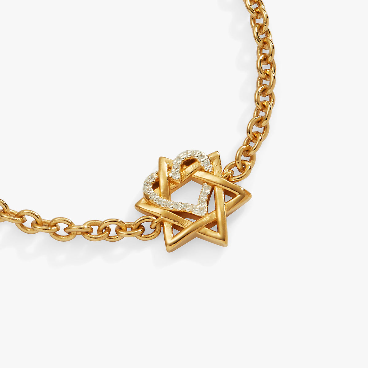 a gold chain with a star of david pendant