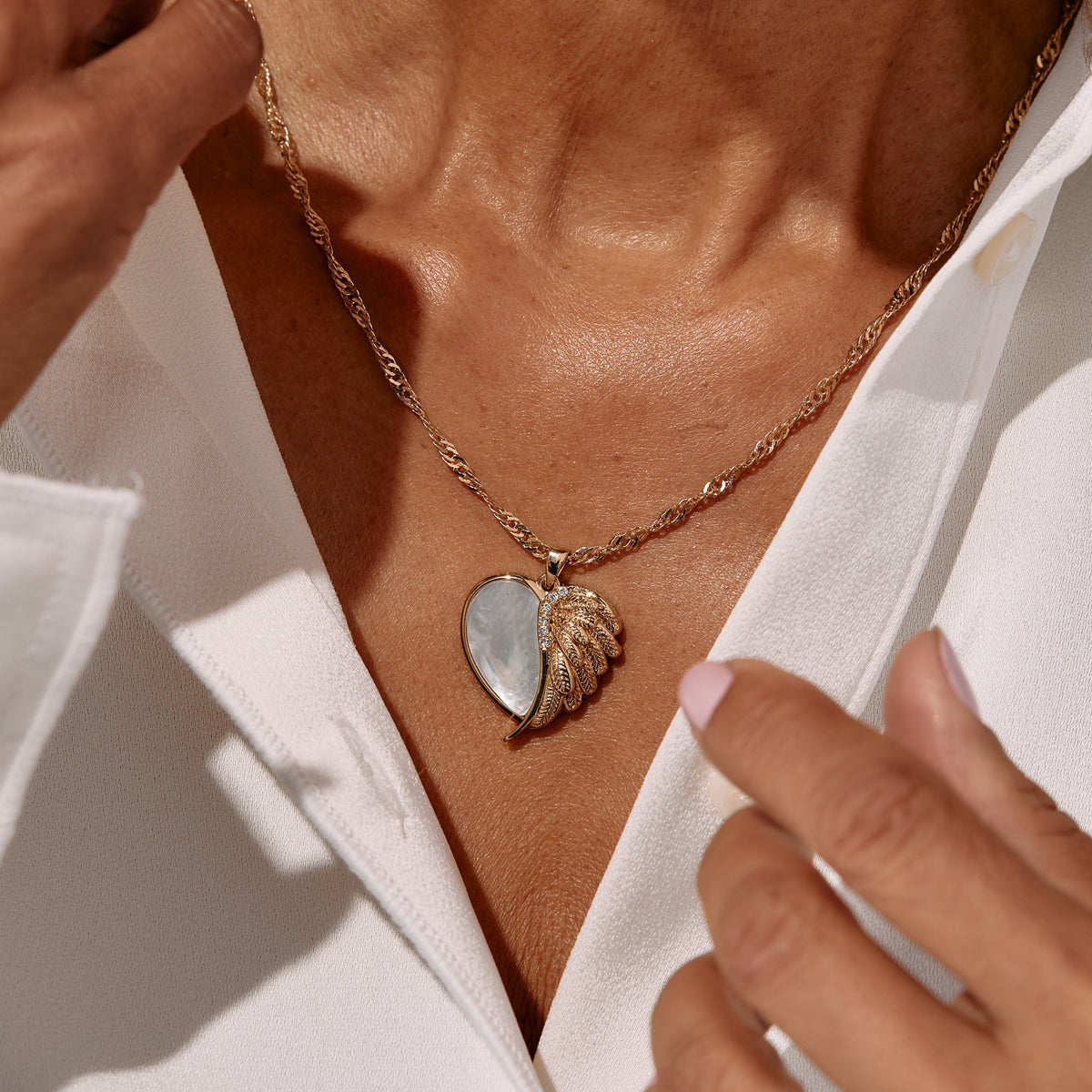 a person wearing a necklace