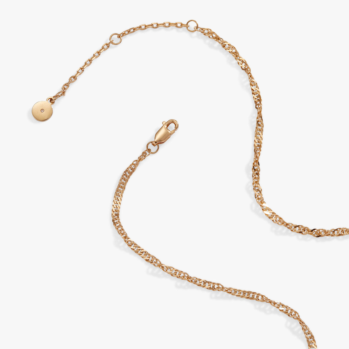 a gold chain with a disc