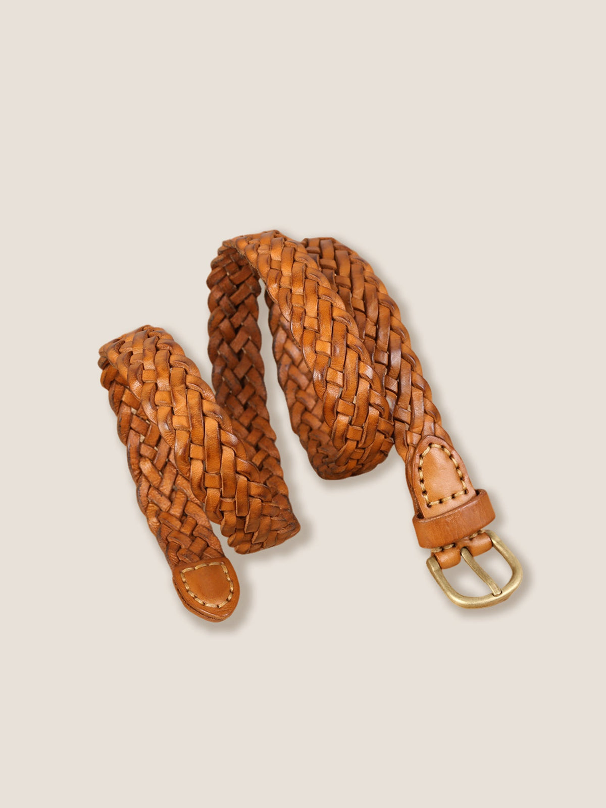 a brown braided belt