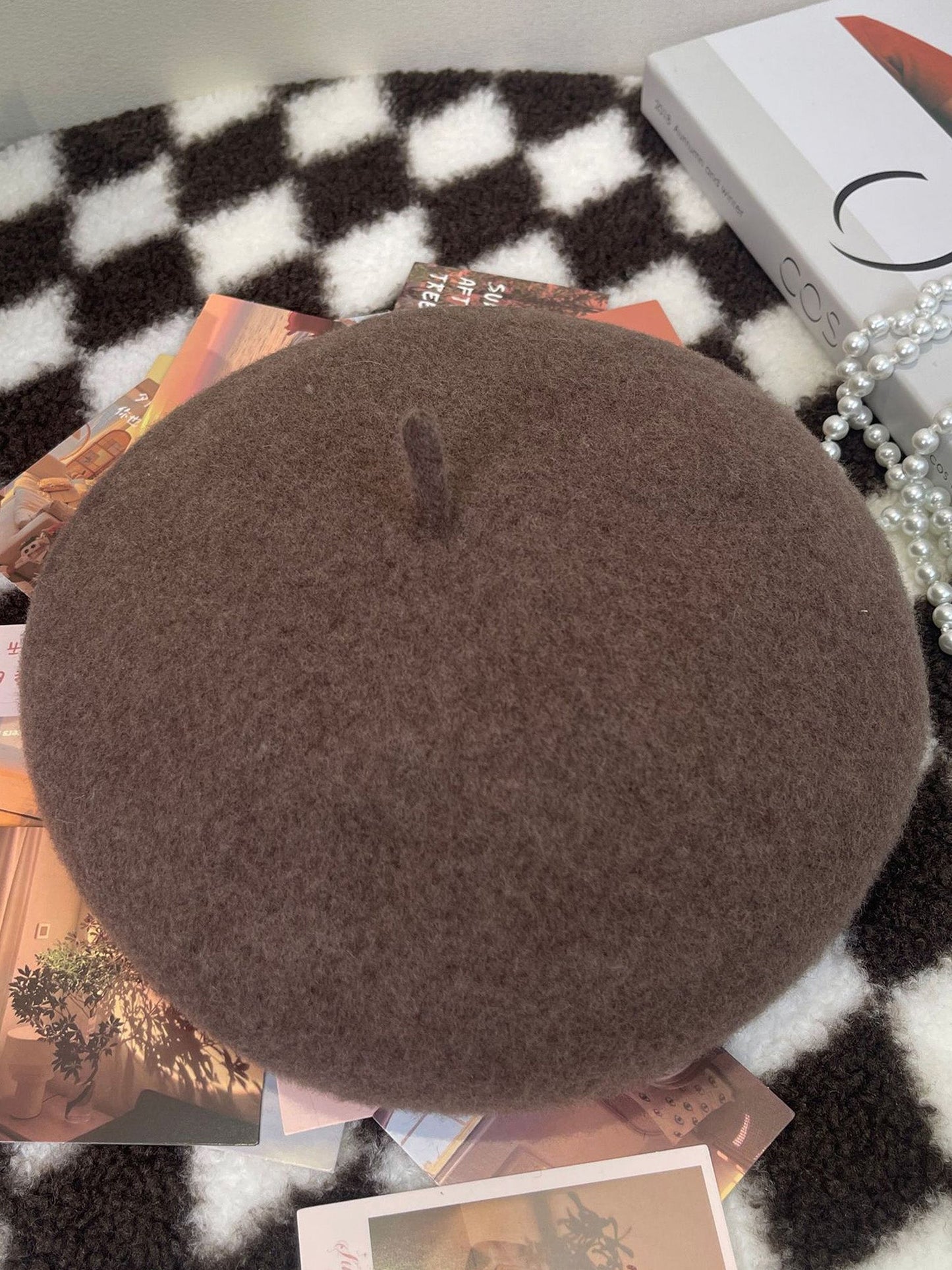 100% Wool Retro Hand-Knit Beret