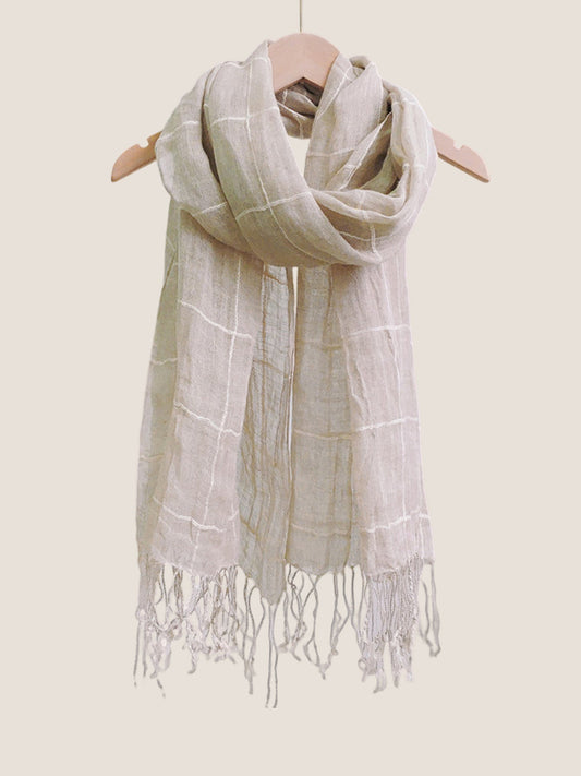 Linen Checkered Lightweight Scarf