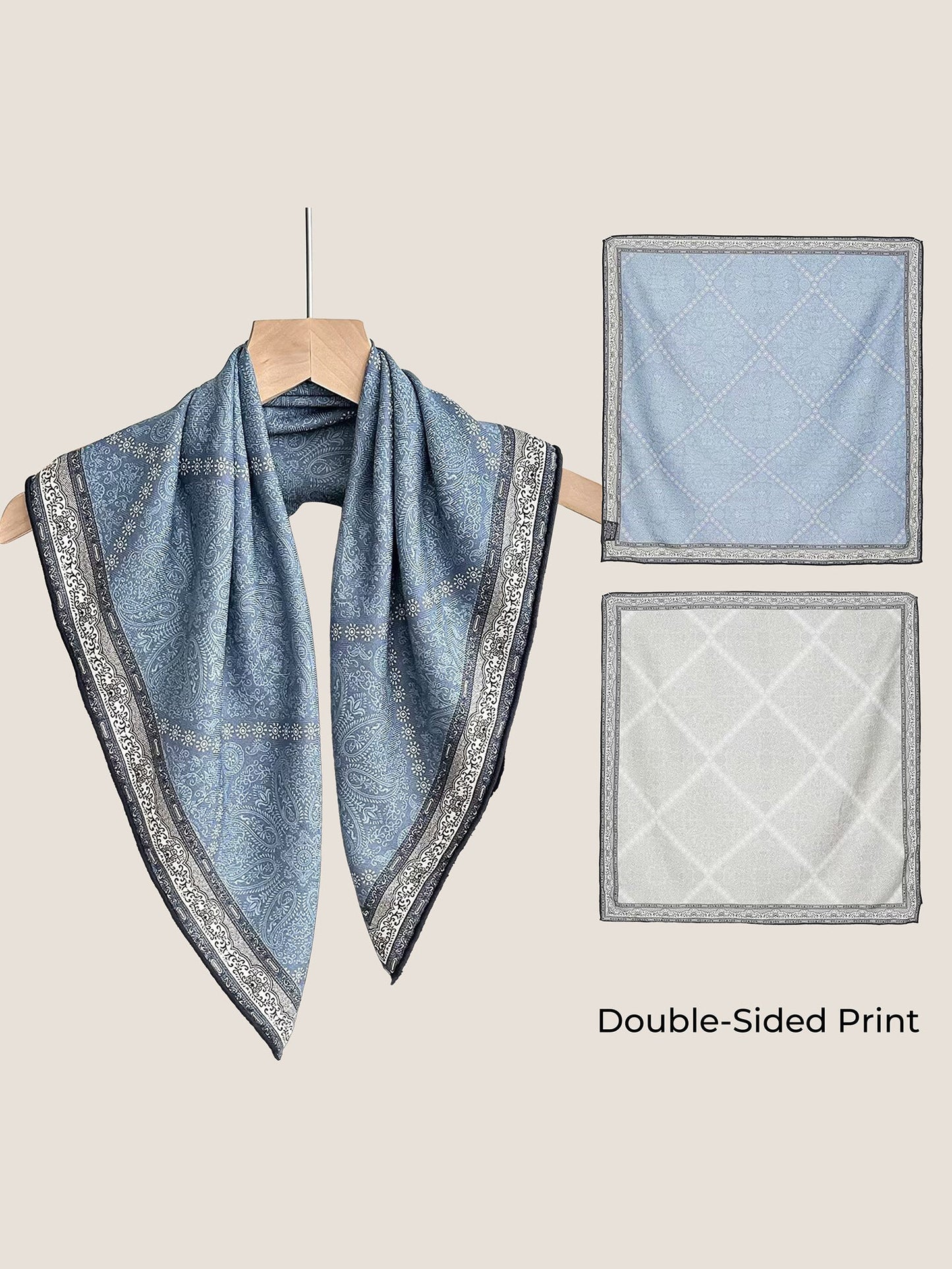 Wool Silk Printed Neck Square Scarf