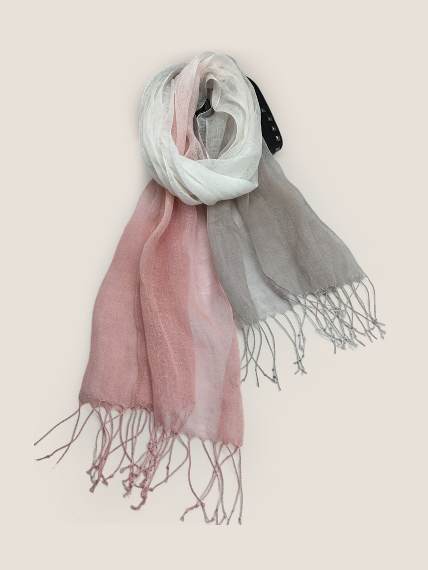 100% Linen Gradient Fringed Light Scarf