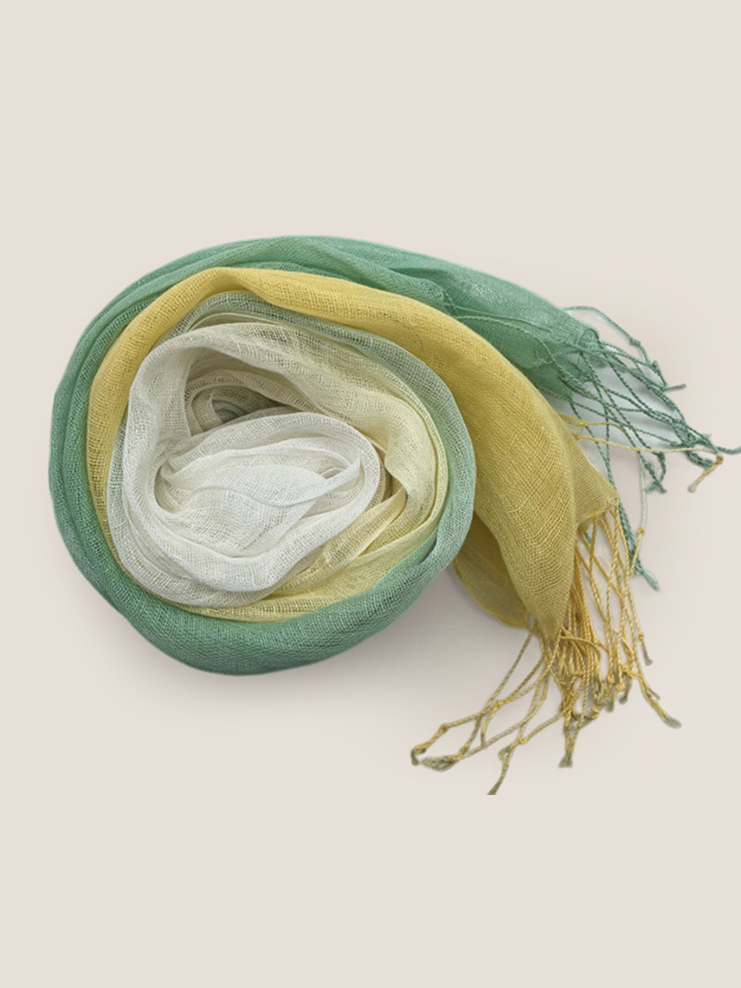 100% Linen Gradient Fringed Light Scarf