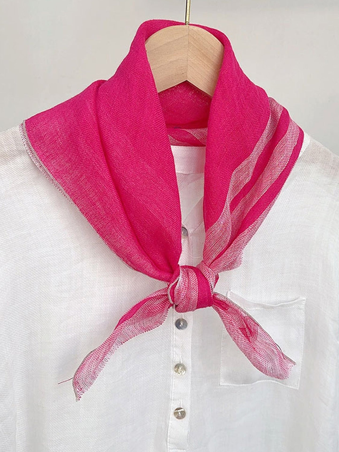 100% Linen Striped Woven Light Square Scarf
