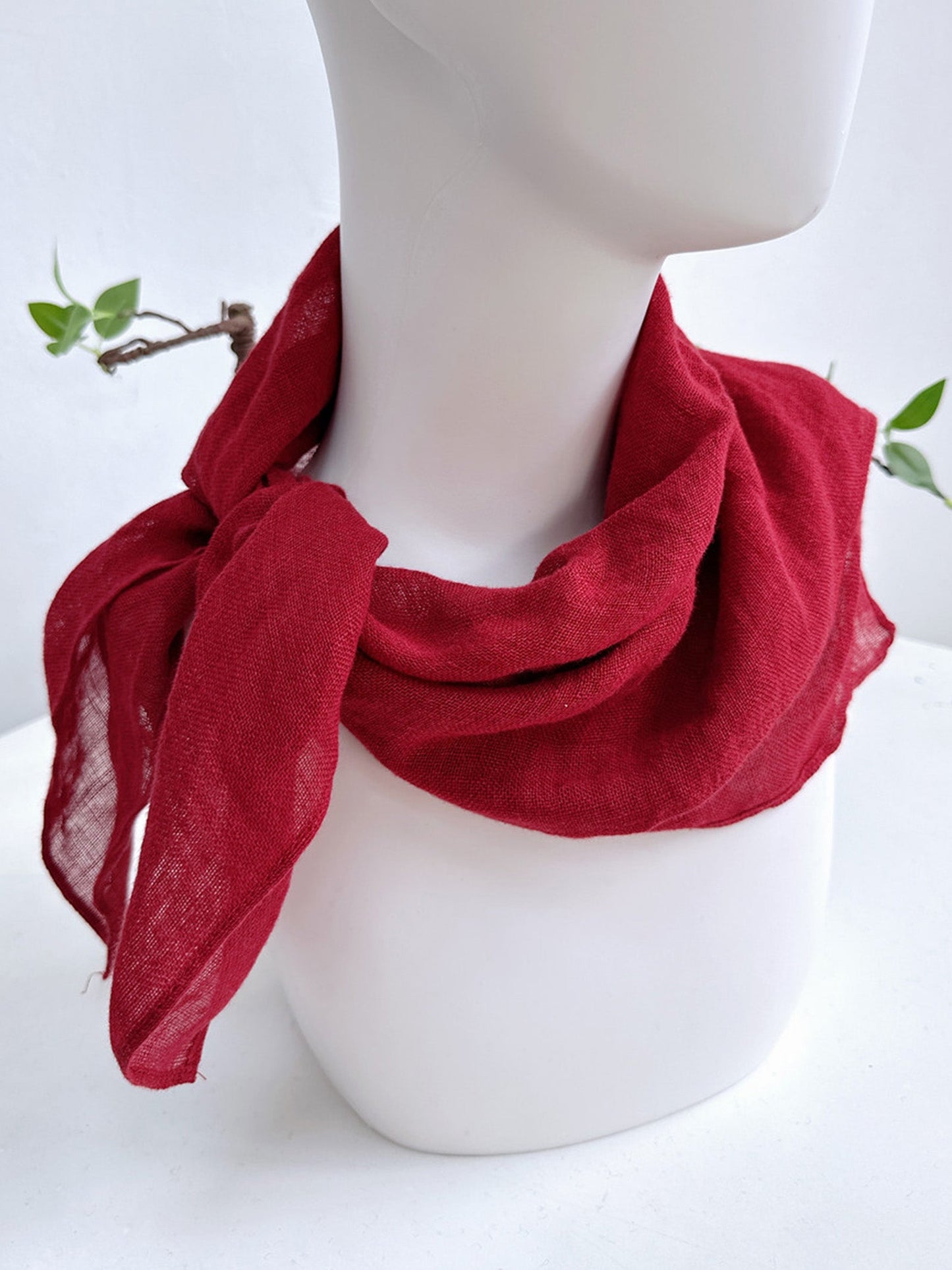 100% Linen Hand-Stitched Square Scarf