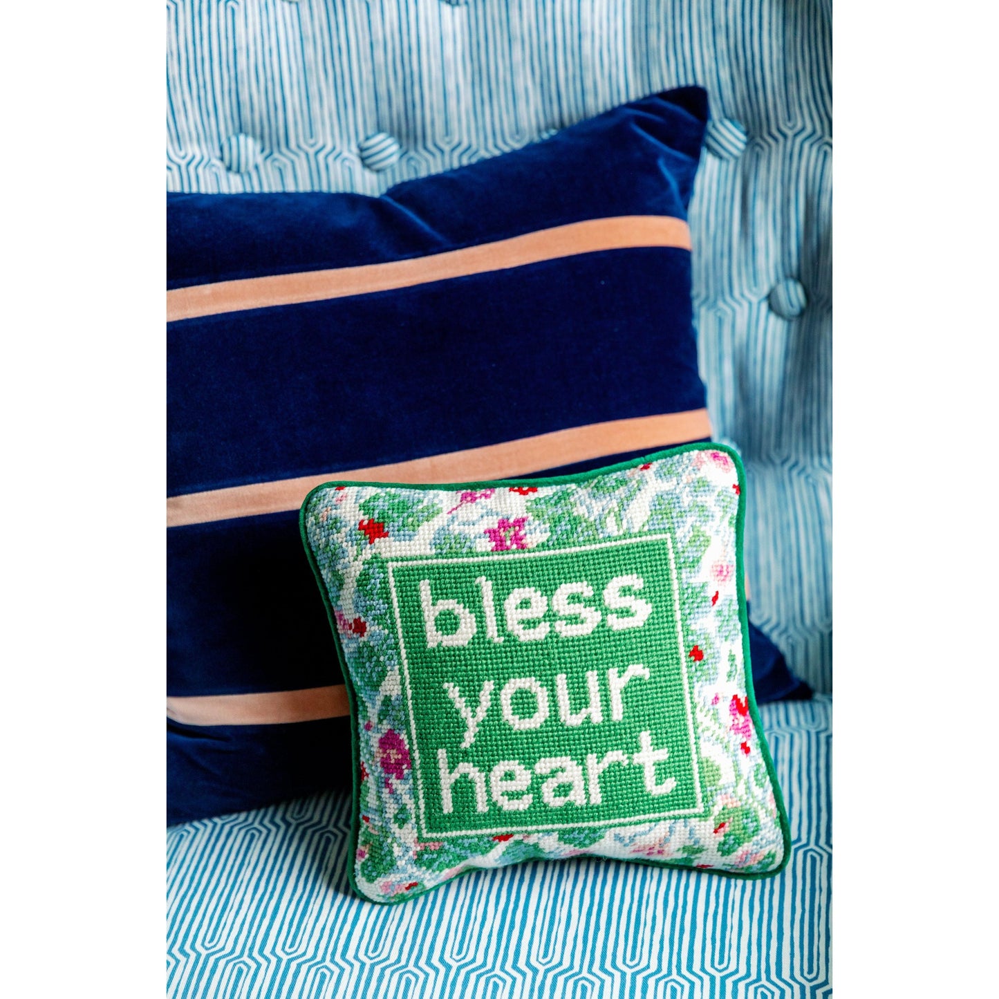 Bless Your Heart Needlepoint Pillow