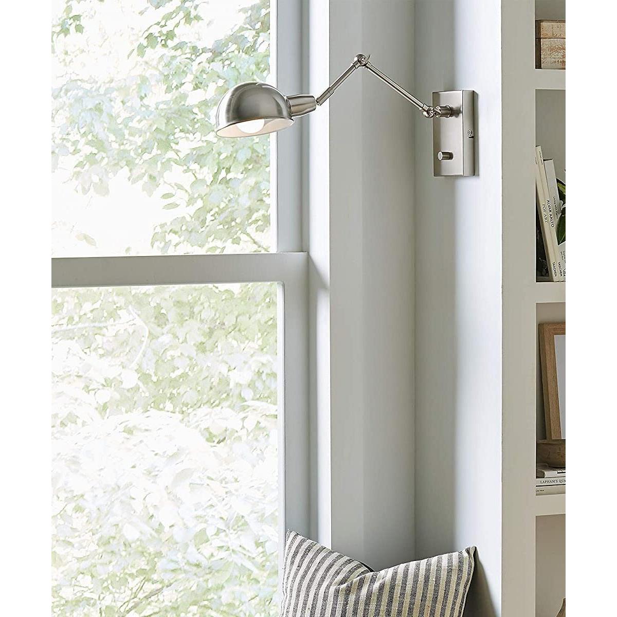 Adesso 12"H Swing Arm LED Wall Lamp Brushed Steel Metal Finish