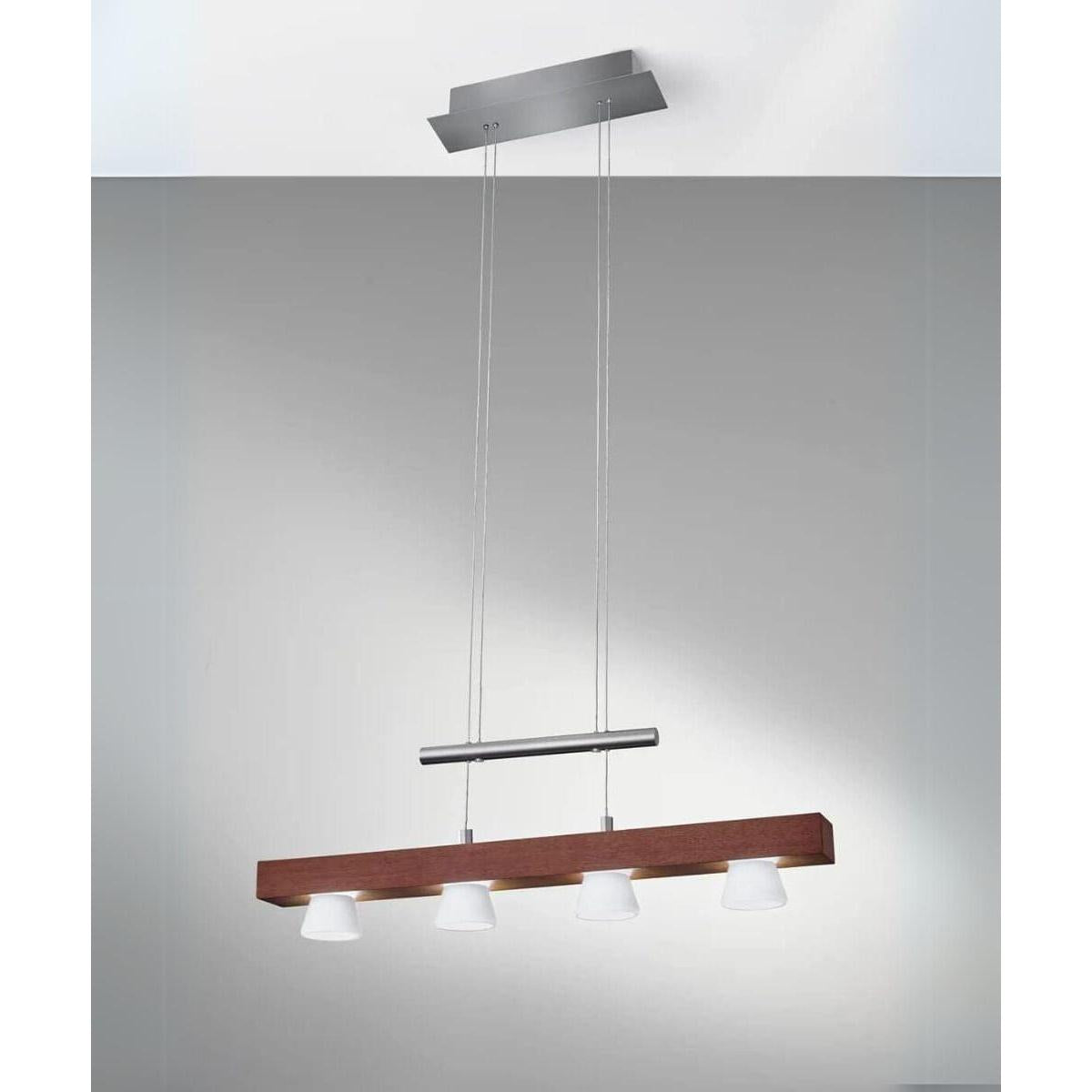 Adesso Burlington 24" W LED 4 Light Island/Dining Modern Pendant, Walnut Brushed Steel Metal Finish
