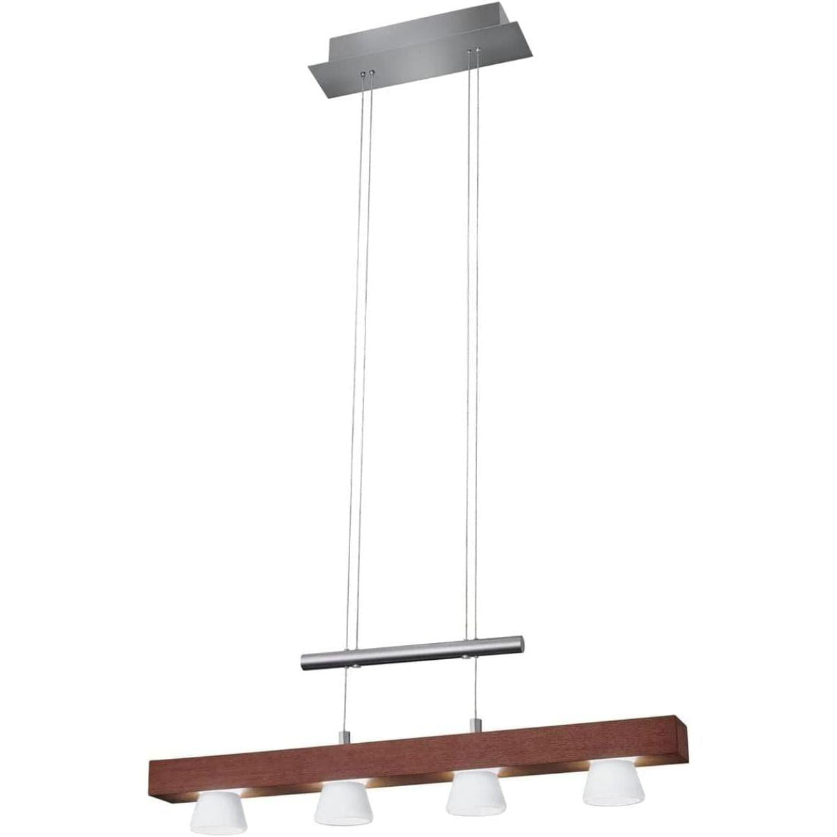 Adesso Burlington 24" W LED 4 Light Island/Dining Modern Pendant, Walnut Brushed Steel Metal Finish
