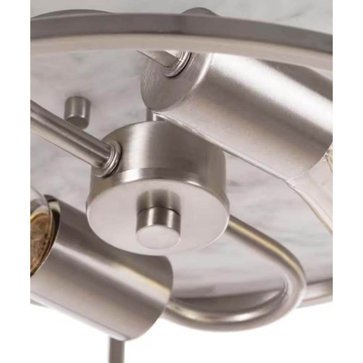Alsy 13"W 2-Light Brushed Nickel with White Marbled Base Flush Mount Light Fixture