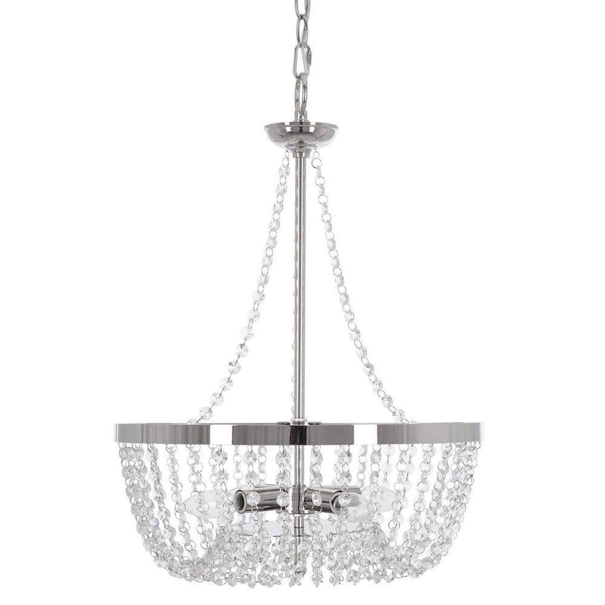 Alsy 16"W 4-Lights Bling Polished Nickel Pendant Chandelier with Crystal Glass Beads