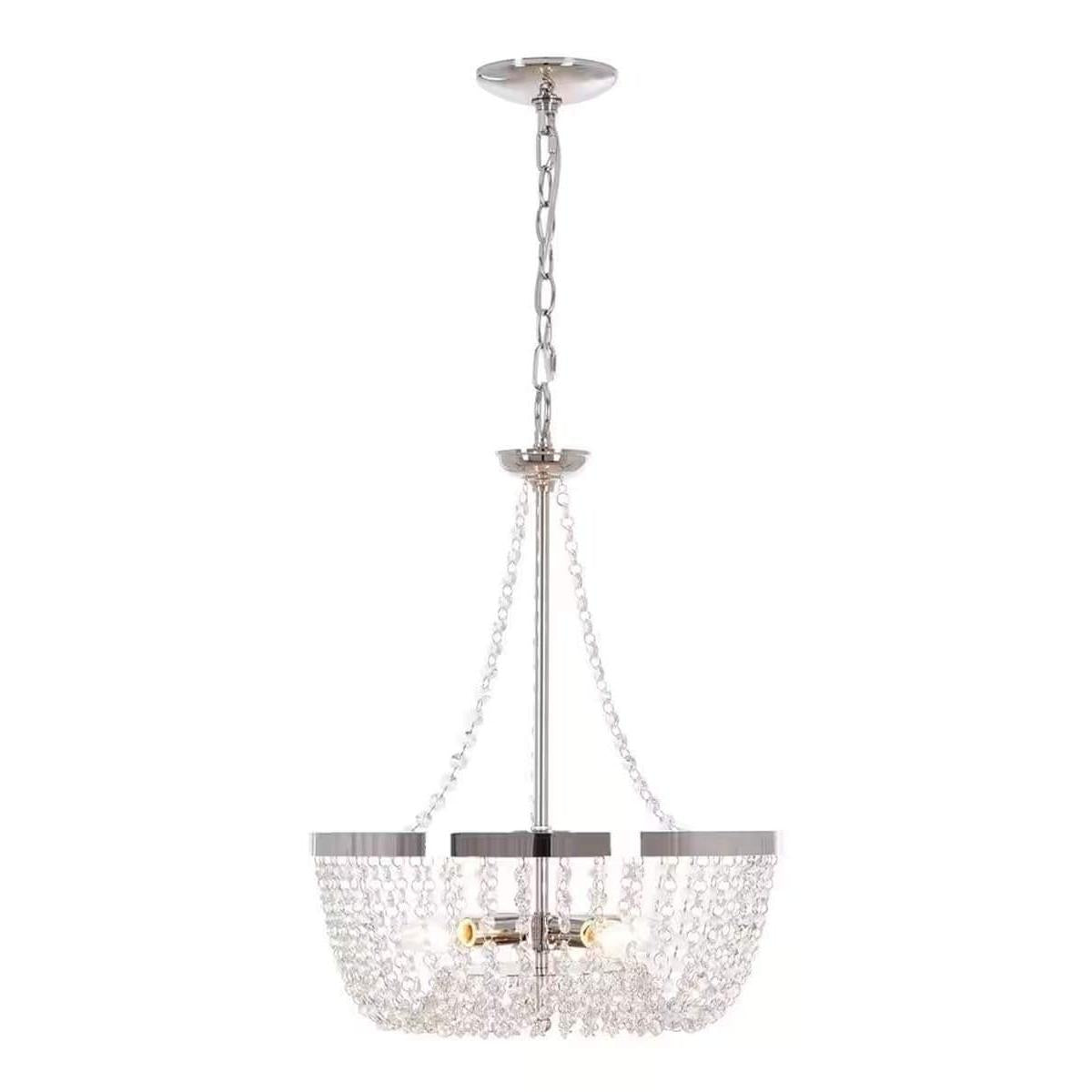 Alsy 16"W 4-Lights Bling Polished Nickel Pendant Chandelier with Crystal Glass Beads