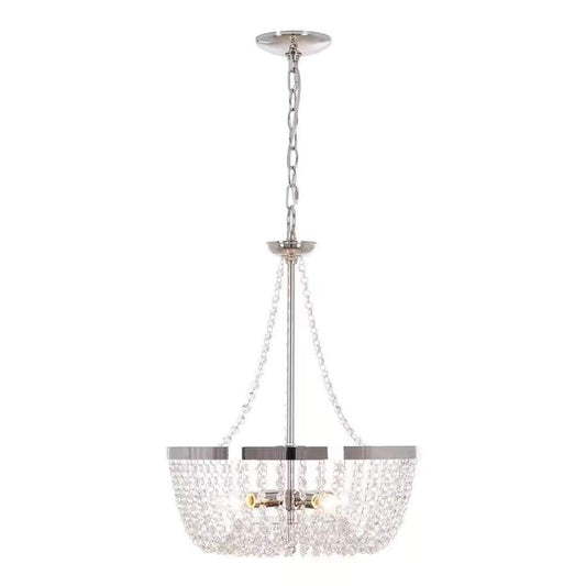 Alsy 16"W 4-Lights Bling Polished Nickel Pendant Chandelier with Crystal Glass Beads
