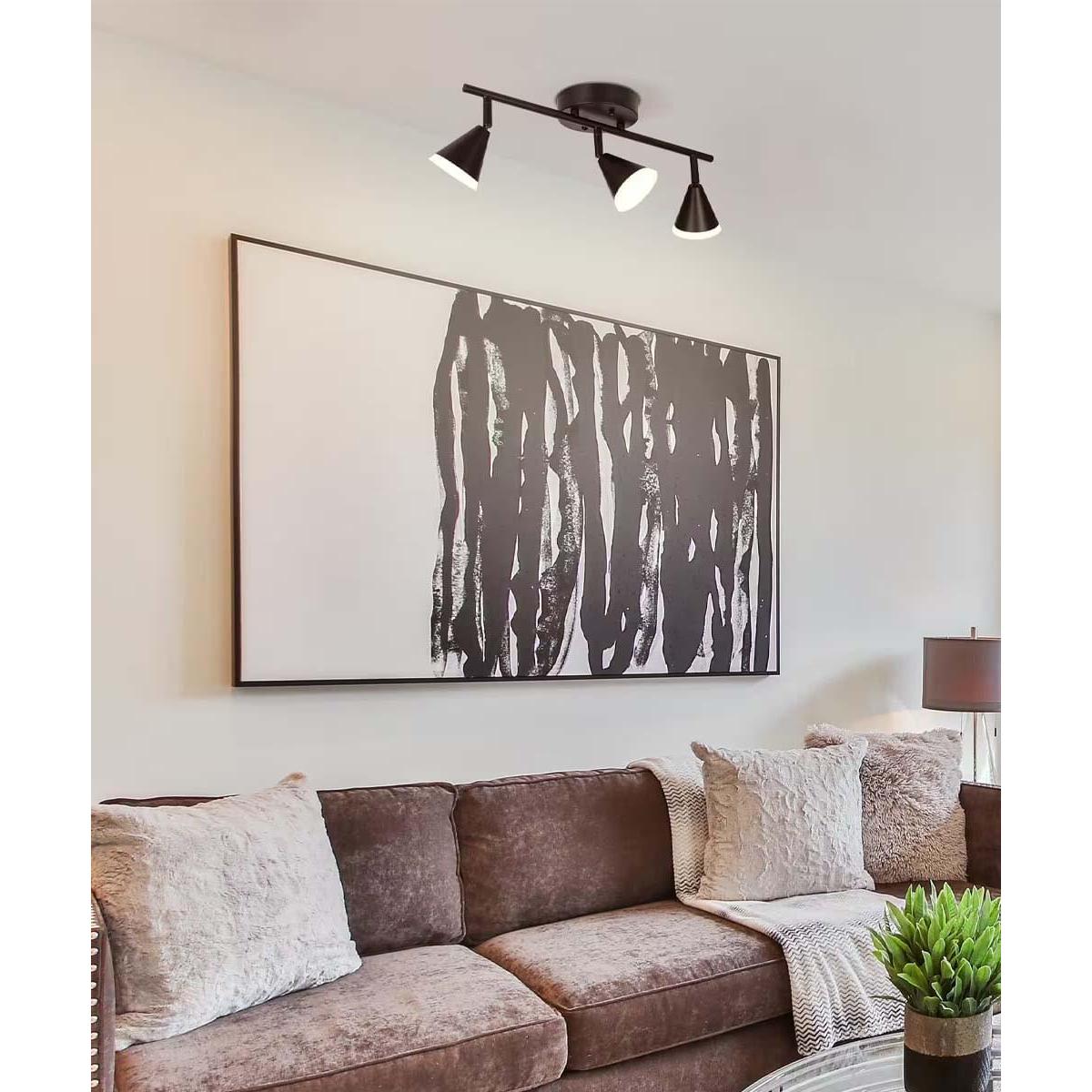 Alsy 19"W 3-Light LED Track Bar Modern Light Fixture, Matte Black with Frosted Acrylic Shades