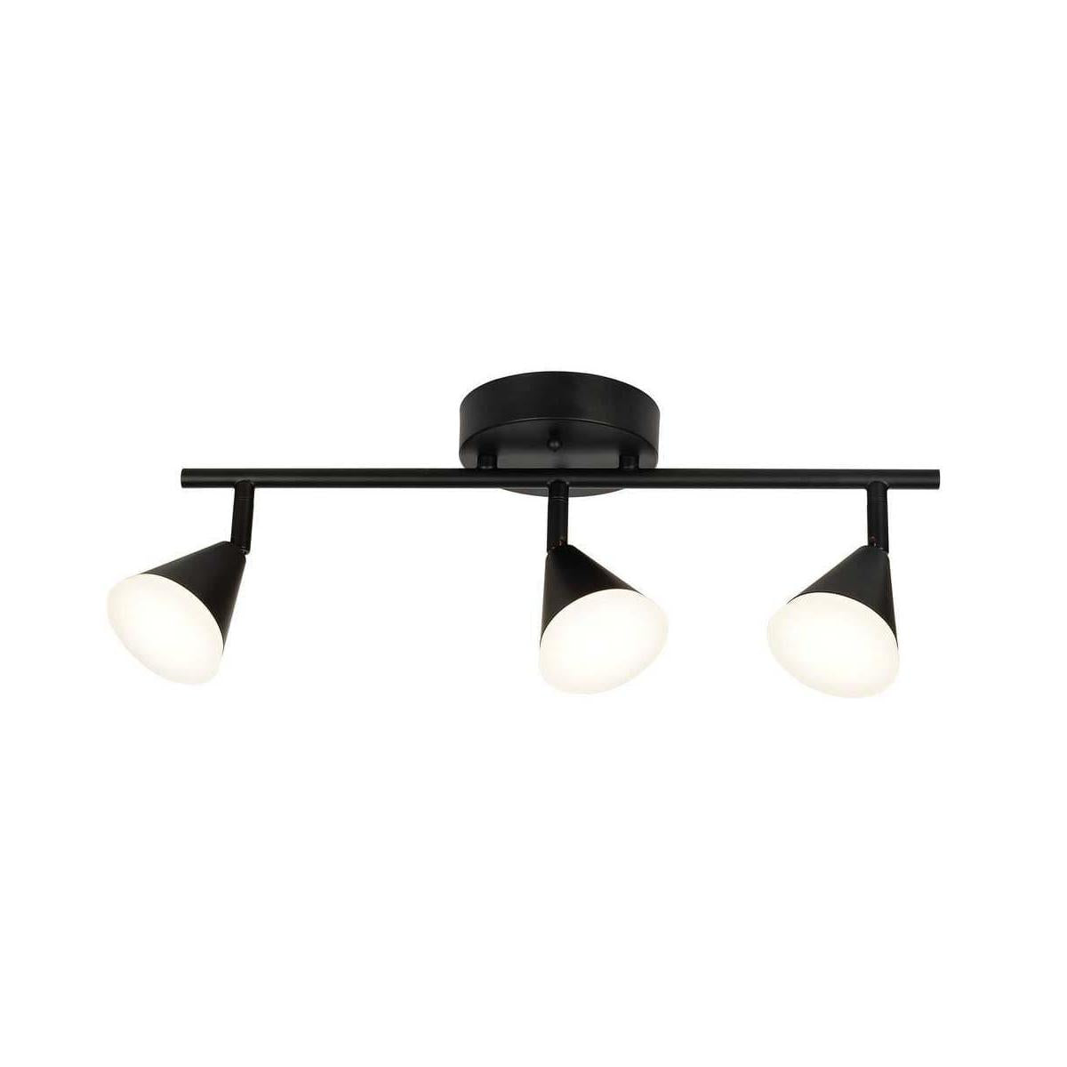 Alsy 19"W 3-Light LED Track Bar Modern Light Fixture, Matte Black with Frosted Acrylic Shades