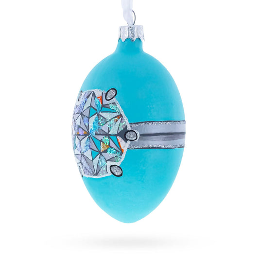 American Art Nouveau Jeweled Diamond Ring Glass Egg Christmas Ornament 4 Inches